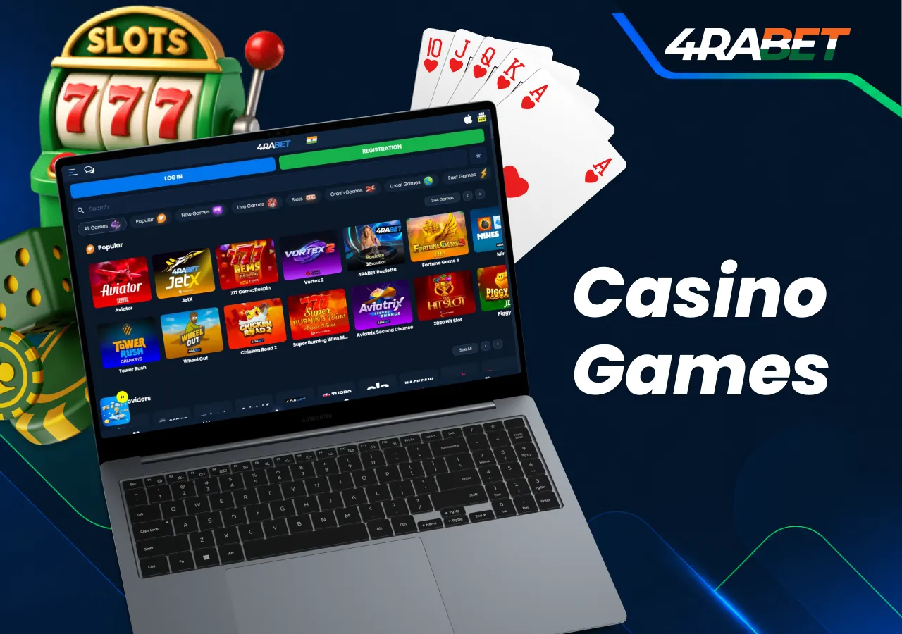 4rabet features an online casino section with various games.